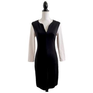Victoria’s Secret Long Sleeve V Neck Sheath Dress Black & White Women’s US Sz 4